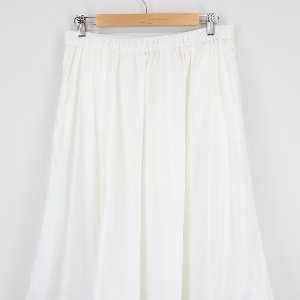J.Crew Contrast Stitch Midi Skirt Cotton Poplin White Size 12 - Picture 6 of 7